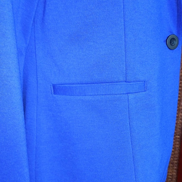 CHICO'S LONG COBALT BLUE KNIT BLAZER NWOT - Picture 5 of 6